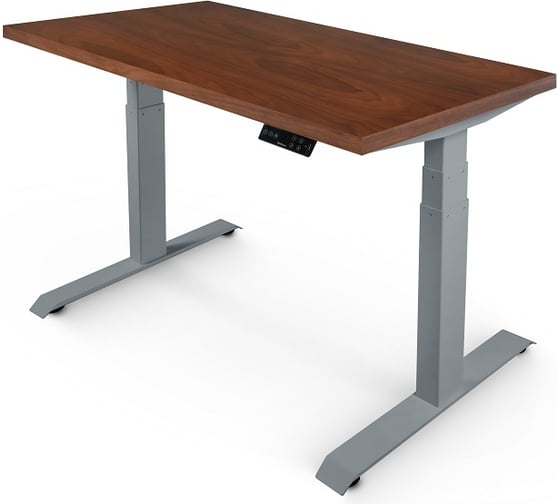 Изображение товара Стол с регулируемой высотой StolStoya ТИТАН рама серая и столешница МДФ шпон амер.орех 120х65 SE221ISAO12065