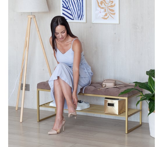 Изображение товара Банкетка GreenWeen RUBY, золотая, Mocco, каретная стяжка GW-RUBY-M-110G-K