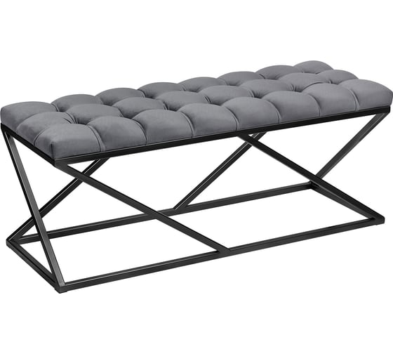 Изображение товара Банкетка GreenWeen ZUMA, черная, обивка Mouse Grey, каретная стяжка GW-ZUMA-MG-110B-K