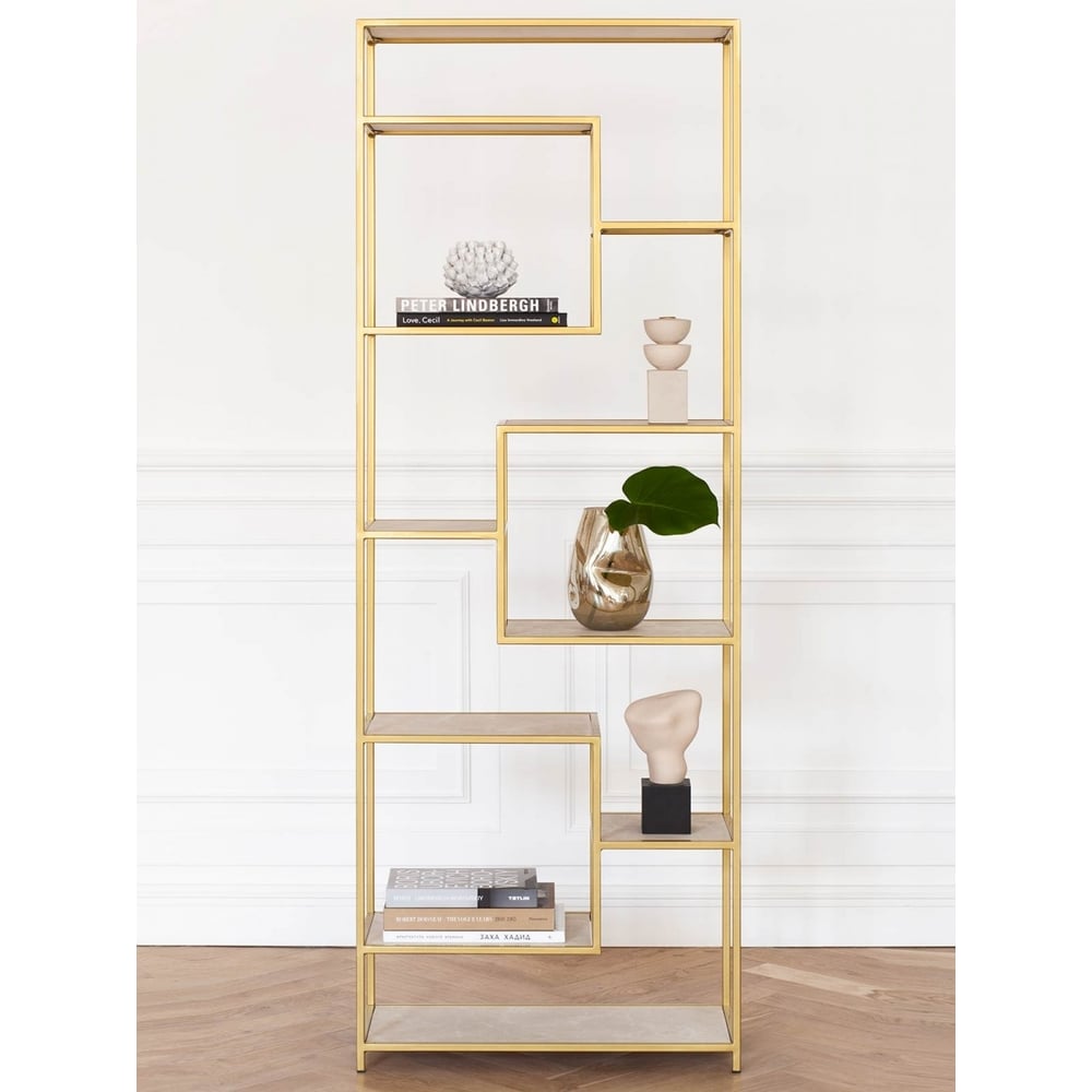 Изображение товара Стеллаж GreenWeen OLIVIA золотой с керамическими полками 1950x700x300 мм