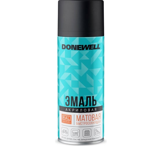 Изображение товара Эмаль универсальная акриловая DONEWELL RAL 9005 чёрная матовая DW-A9005M