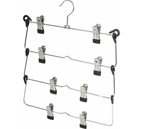 Изображение товара Вешалка-плечики BRABIX качели, 4 секции, металлическая, с клипсами для юбок и брюк, , 607472