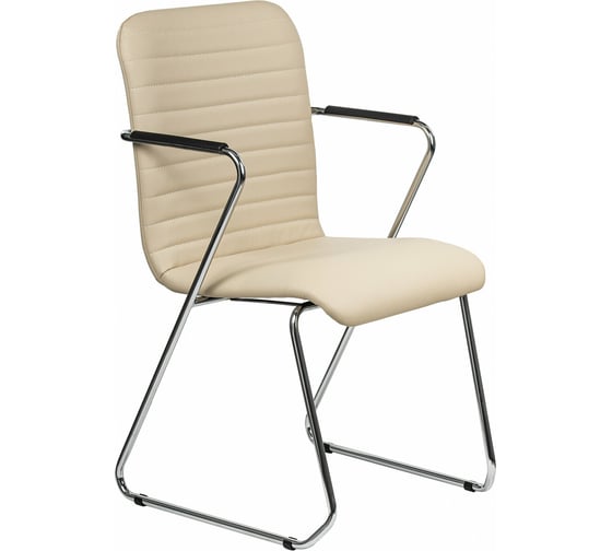 Изображение товара Кресло для приемных и переговорных BRABIX "Visit CF-101", хром, экокожа, бежевое, 532560