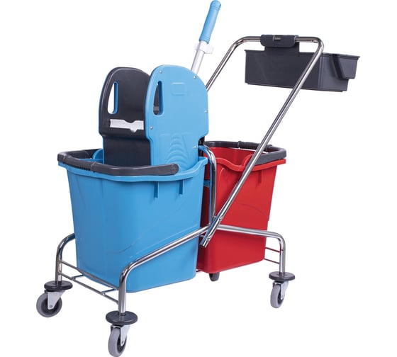 Изображение товара Уборочная тележка BRABIX 2 съемных ведра по 25 л, механический отжим, корзина Турция 607903