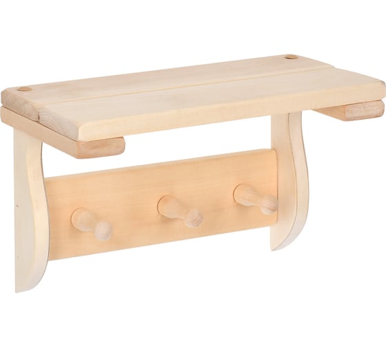 Изображение товара Полка с вешалкой Банные штучки 3 рожка, 29x18x14 см, липа 32414