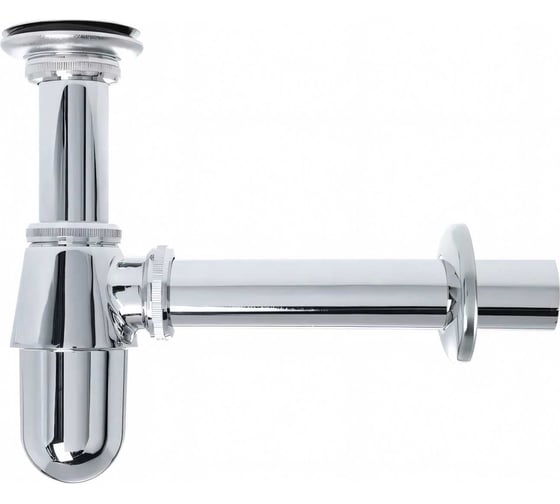Изображение товара Хромированный сифон Wirquin с выпуском, с отводом и розеткой, латунь SL213