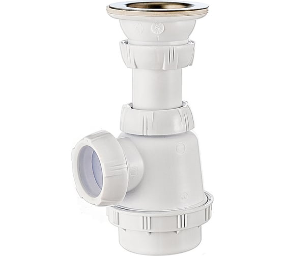 Изображение товара Сифон Wirquin 1 1/4x32 для писсуара, биде и умывальников, с низким стаканчиком и выпуском из нержавеющей стали 30975059