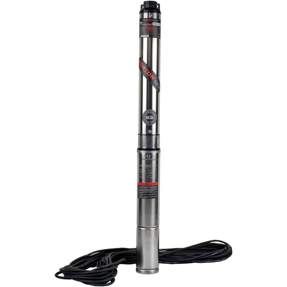 Изображение товара Скважинный многоступенчатый насос VERTON DW50/370V (370Вт,Qmax 35л/мин,Hmax 50м,d насоса 76мм, верх.забор) 01.13295.13322
