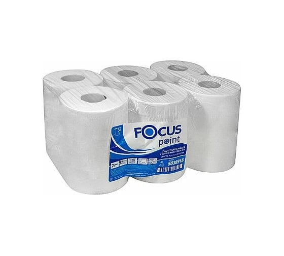 Изображение товара Туалетная бумага Focus POINT 2-слоя, 120 м в рулоне, 12, с центральным вытяжением Н110хD160 мм, белая H-5036915n