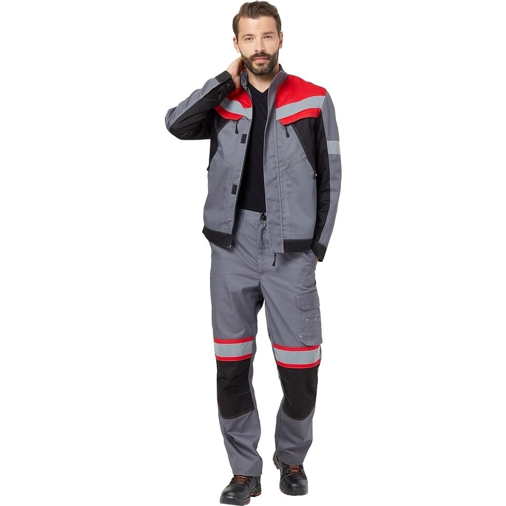 Изображение товара Костюм Эксперт Спецодежда Памир, серый/черный/красный, 60-62, рост 182-188