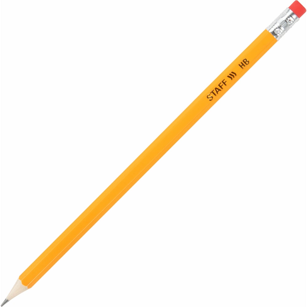 Чернографитные карандаши Staff треугольный ластик staff