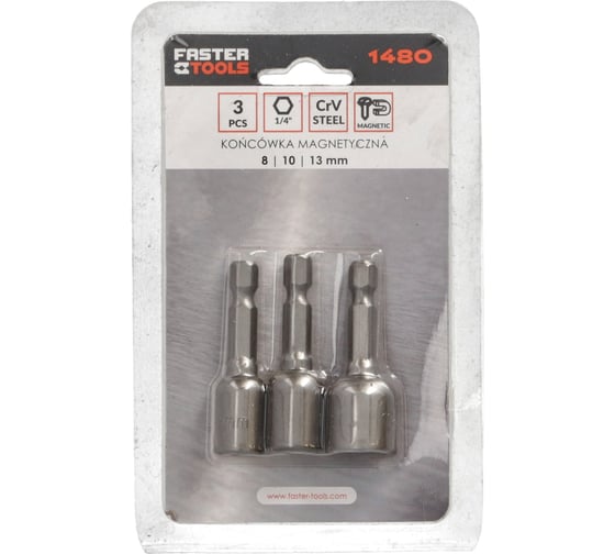 Изображение товара Насадка магнитная набор 8/10/13 мм FASTER TOOLS 1480