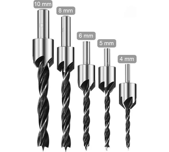 Изображение товара Сверла под конфирматы набор 5 шт, 4,5,6,8,10 мм FASTER TOOLS 2534