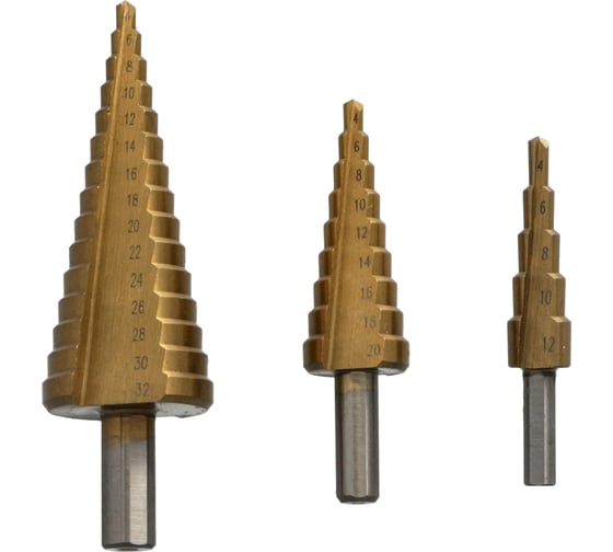 Изображение товара Сверла ступенчатые набор 3 шт FASTER TOOLS 2533