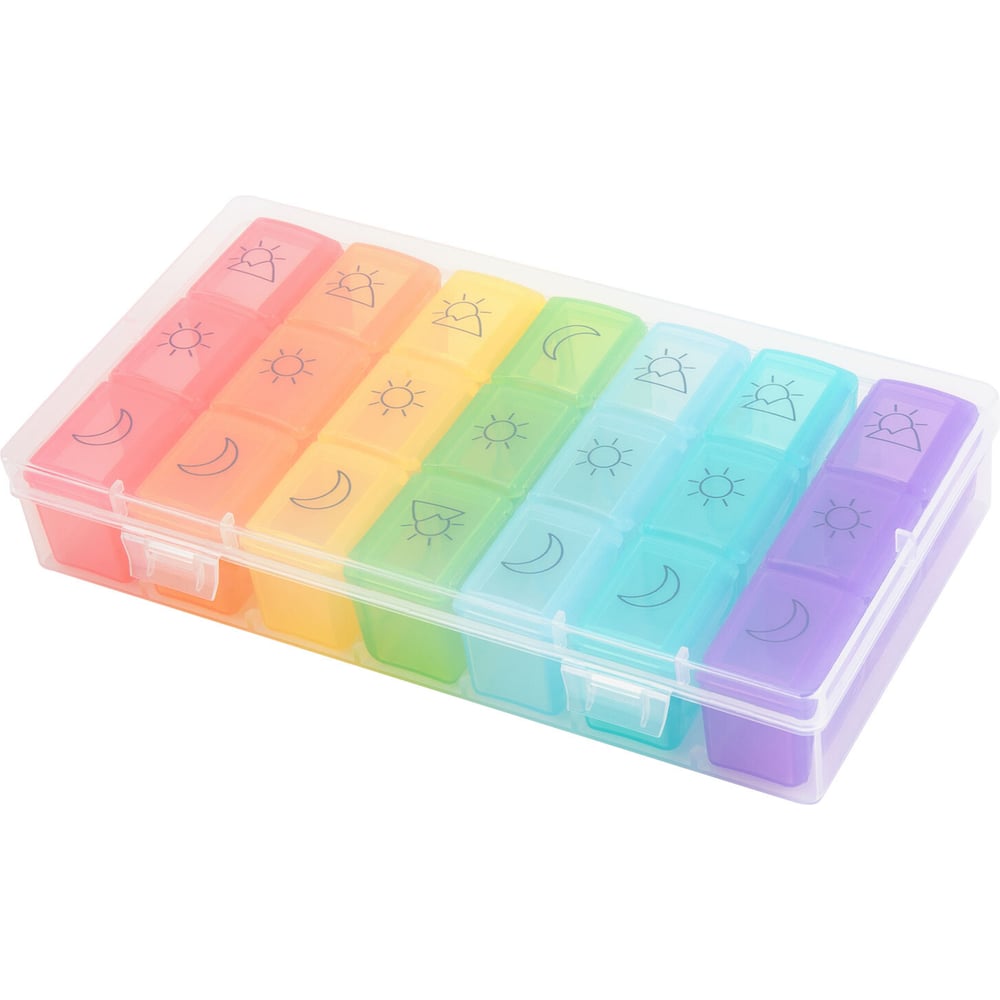 Изображение товара Таблетница-органайзер DASWERK 7 дней/3 приема переносная прозрачная Изображение товара Таблетница-органайзер DASWERK 7 дней/3 приема переносная прозрачная