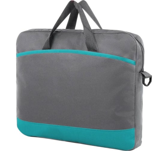 Изображение товара Сумка для документов Staff "Manager" на молнии с карманом, полиэстер, серо-бирюзовая, 37x32x5 см 270837