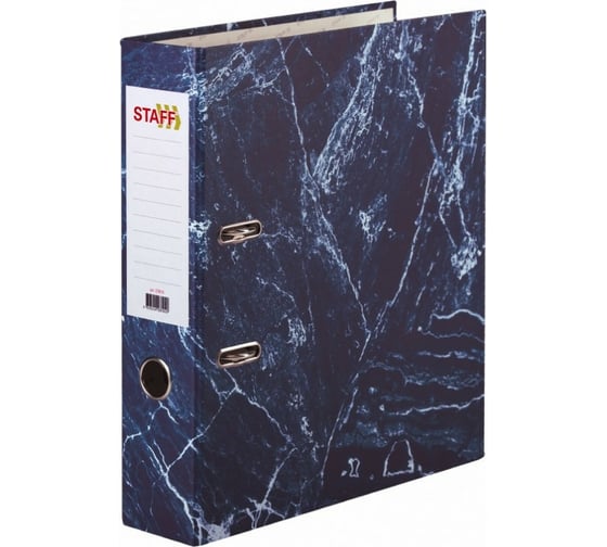 Изображение товара Папка-регистратор Staff "Basic" БЮДЖЕТ с мраморным покрытием, 70 мм, без уголка, синяя 229618