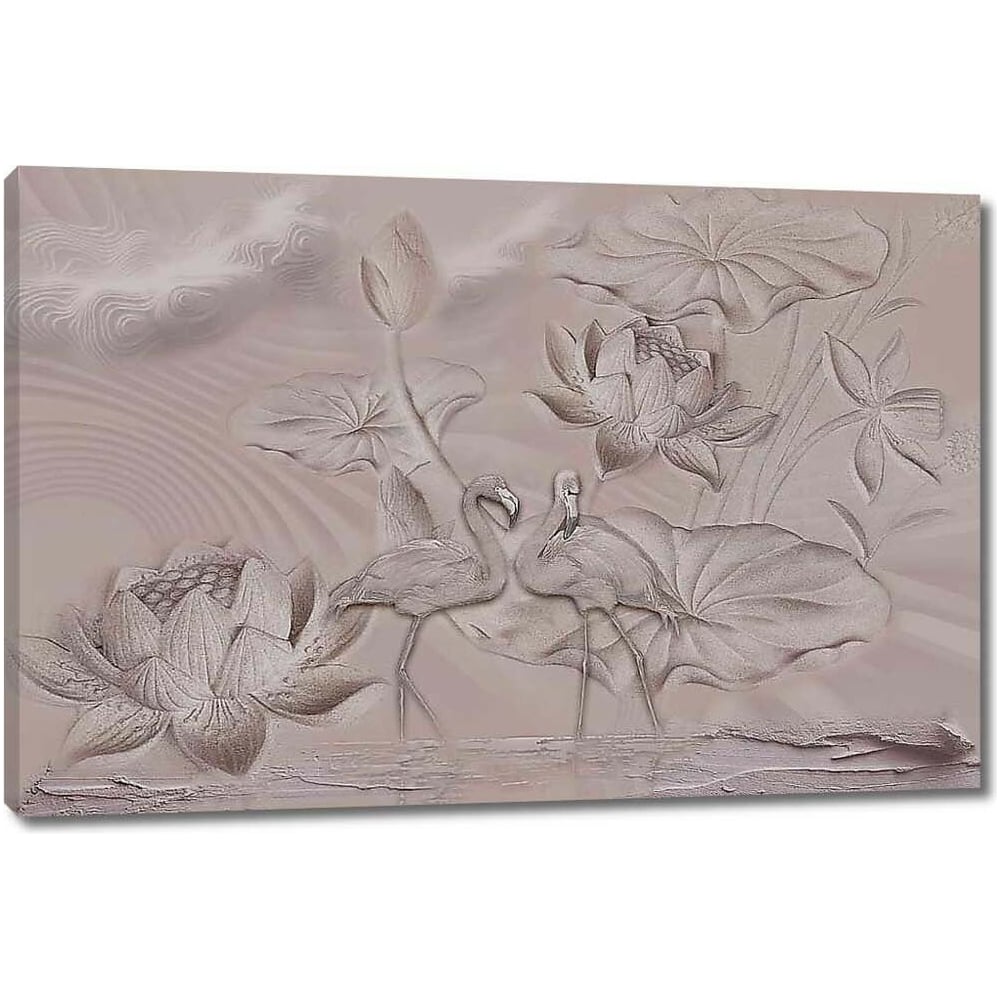 Изображение товара Картина Первое ателье Фламинго и лотосы 90x60 см на холсте