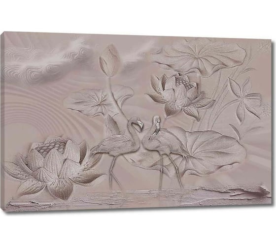 Изображение товара Картина Первое ателье "Фламинго и лотосы" 90x60 ШxВ ps97377-2