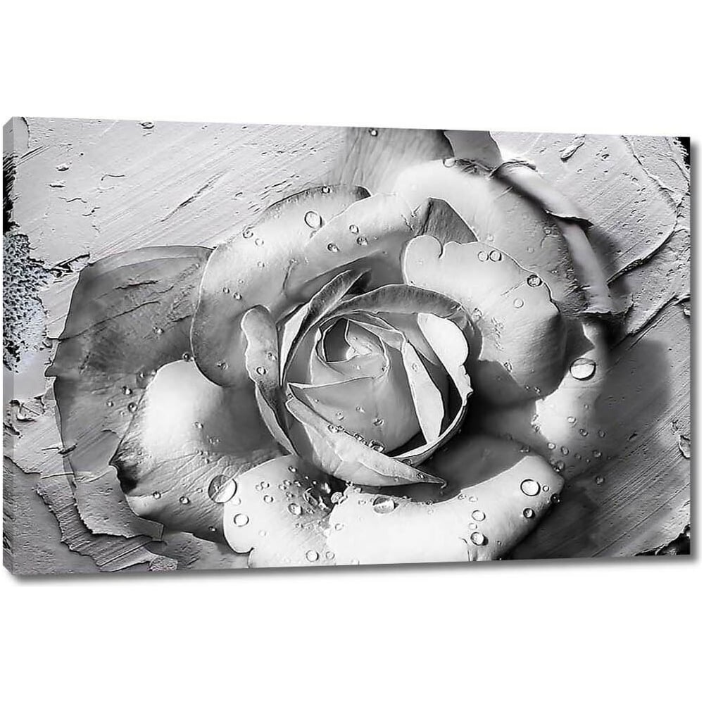 Изображение товара Картина Черно-белая роза 35x23 на холсте с крепежом и устойчивостью к мытью