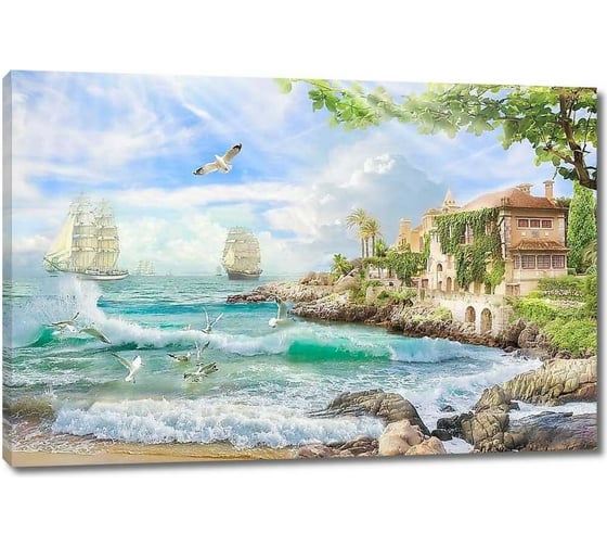 Изображение товара Картина Первое ателье "Южный городок на берегу лазурного моря" 35x23 ШxВ ps94737-1