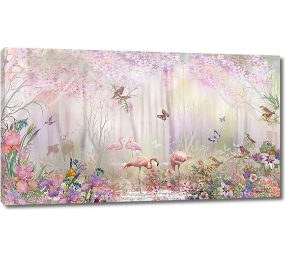 Изображение товара Картина Первое ателье "Фламинго на озерце в цветах" 80x45 ШxВ ps78682-4
