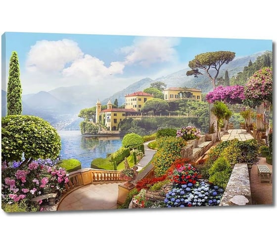 Изображение товара Картина Первое ателье "Цветущая набережная с видом на старые дома и залив" 80x53 ШxВ ps78661-4