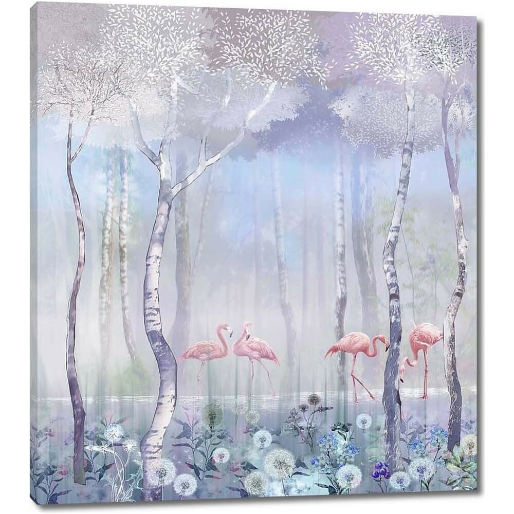 Изображение товара Картина на холсте Фламинго на озере 60x67 см с крепежом Первое ателье