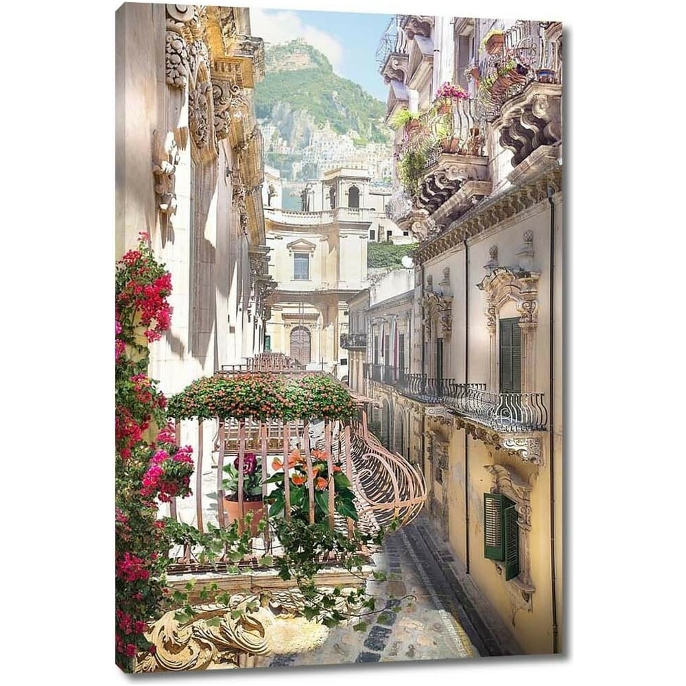Изображение товара Картина Первое ателье Узкая улочка с цветочными балконами 60x90 на холсте