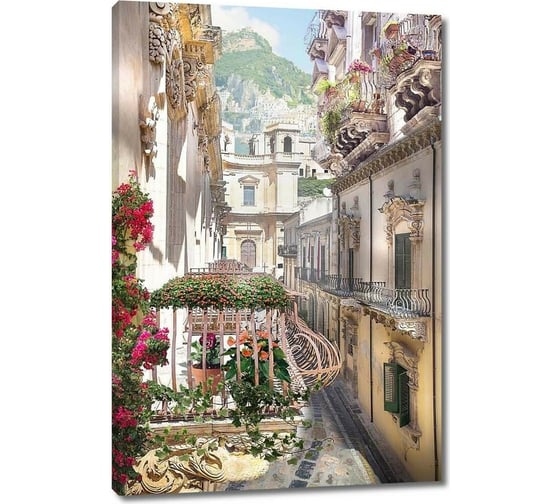 Изображение товара Картина Первое ателье "Узкая улочка с цветочными балконами" 60x90 ШxВ ps28426-3