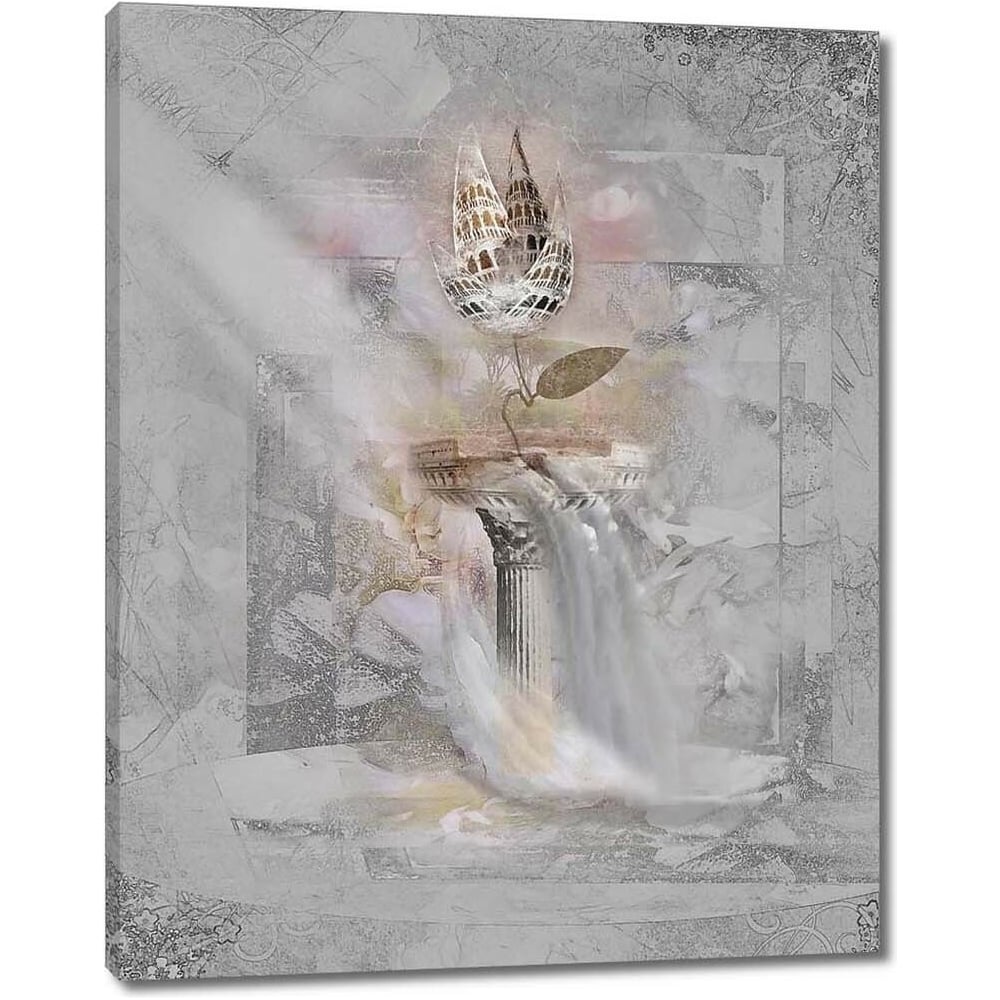 Изображение товара Картина на холсте фреска с железным цветком 79x101 - стильное украшение интерьера