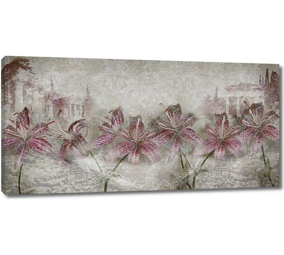 Изображение товара Картина Первое ателье "Серая абстракция с цветами" 115x58 ШxВ ps28734-5