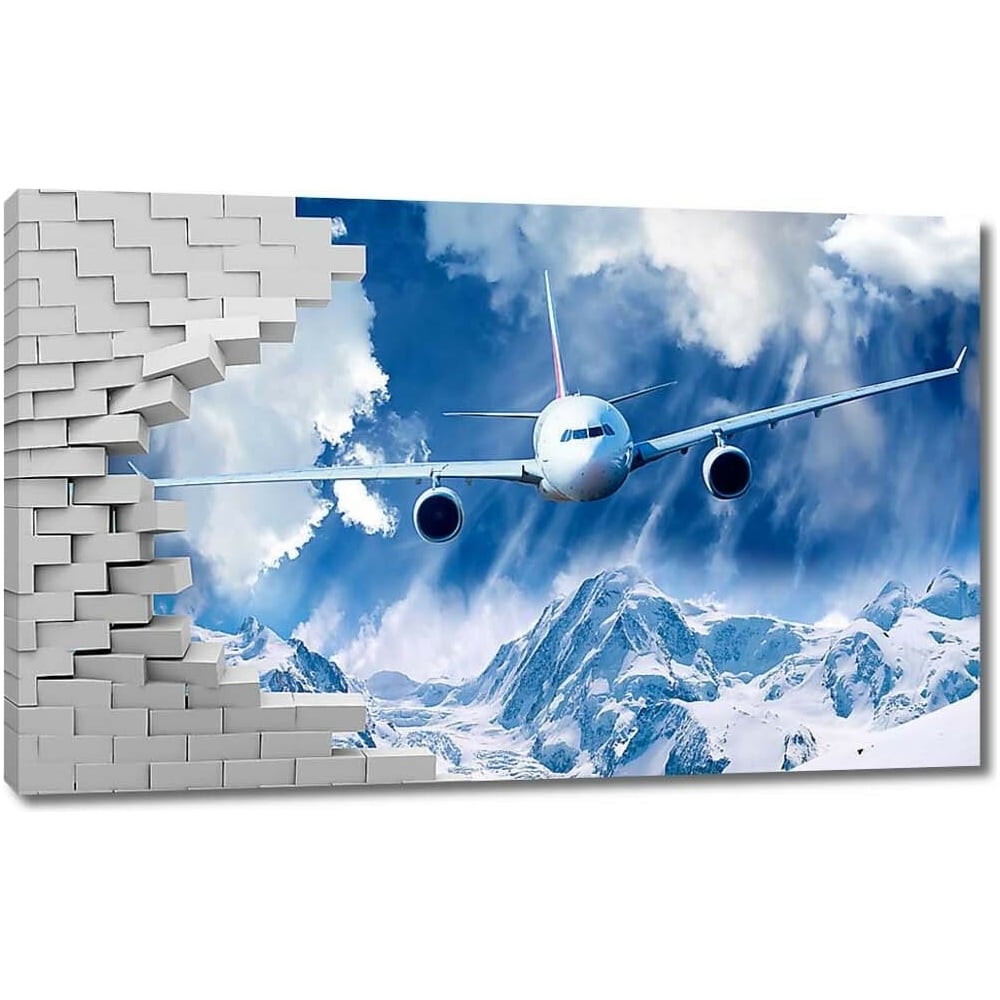 Изображение товара Картина Первое ателье Самолет ломает стену 80x49 на холсте