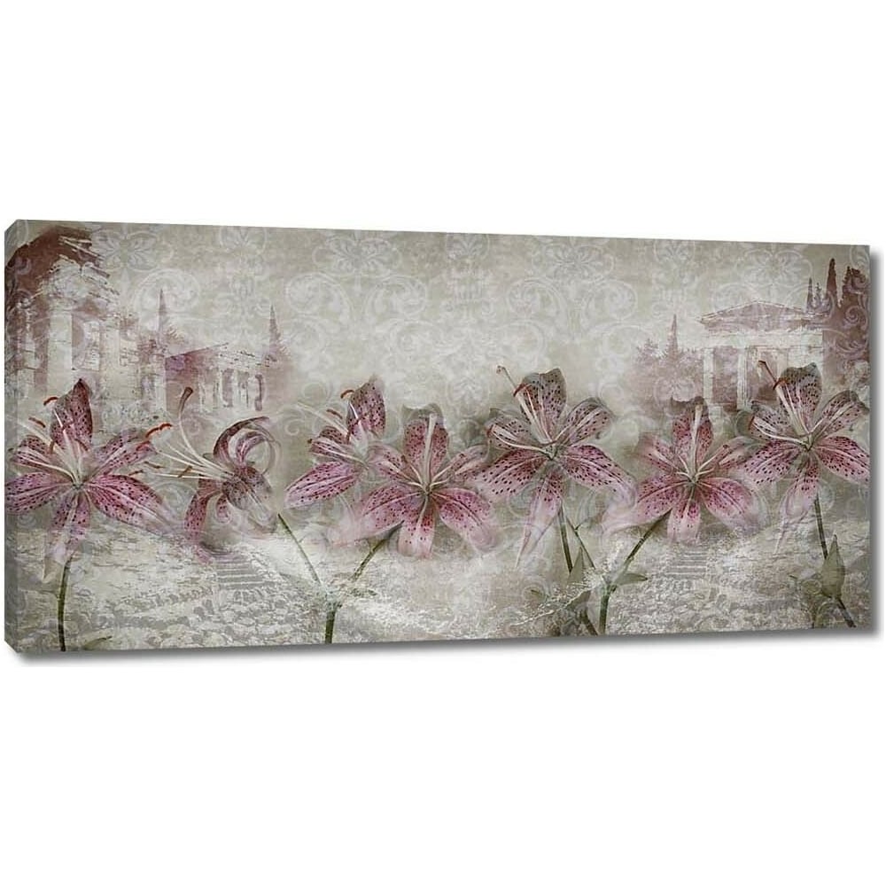 Изображение товара Картина Первое ателье Серая абстракция с цветами 80x40 см