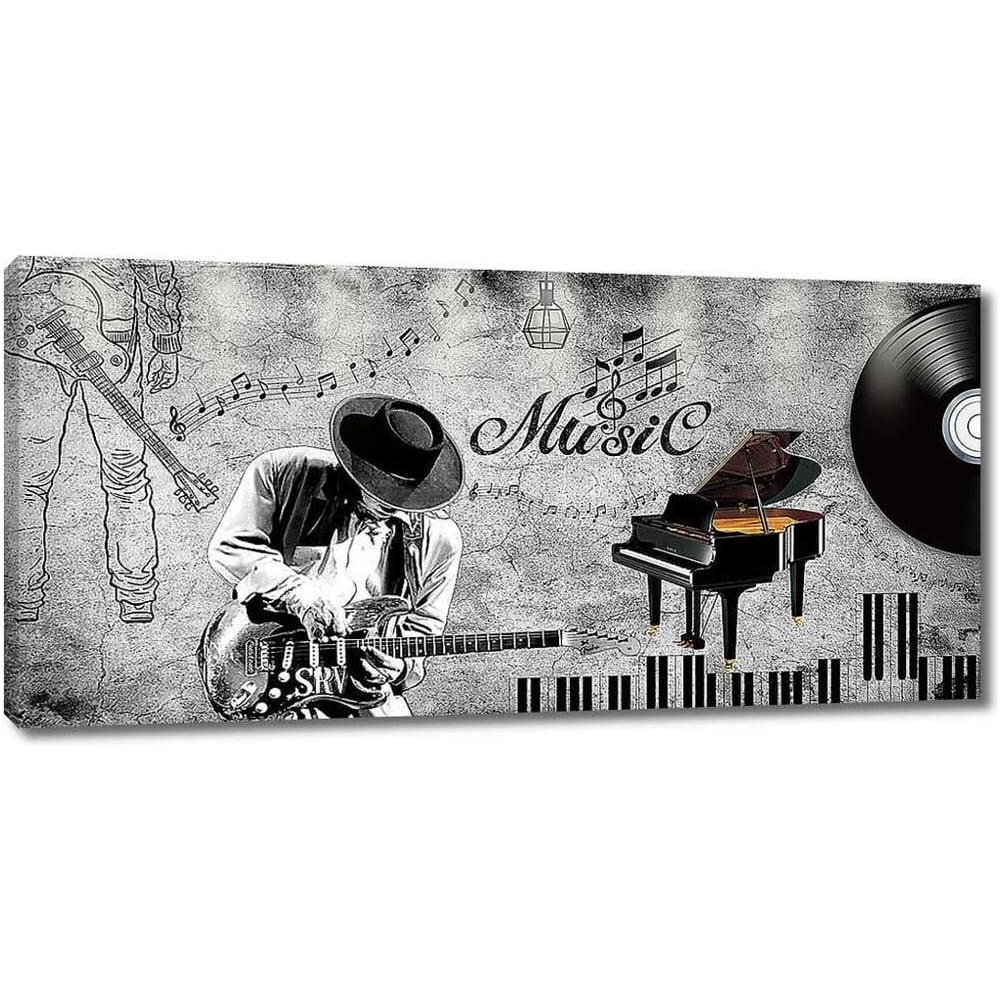 Изображение товара Картина Первое ателье Соло на гитаре 80x39 холст музыкальный инструмент