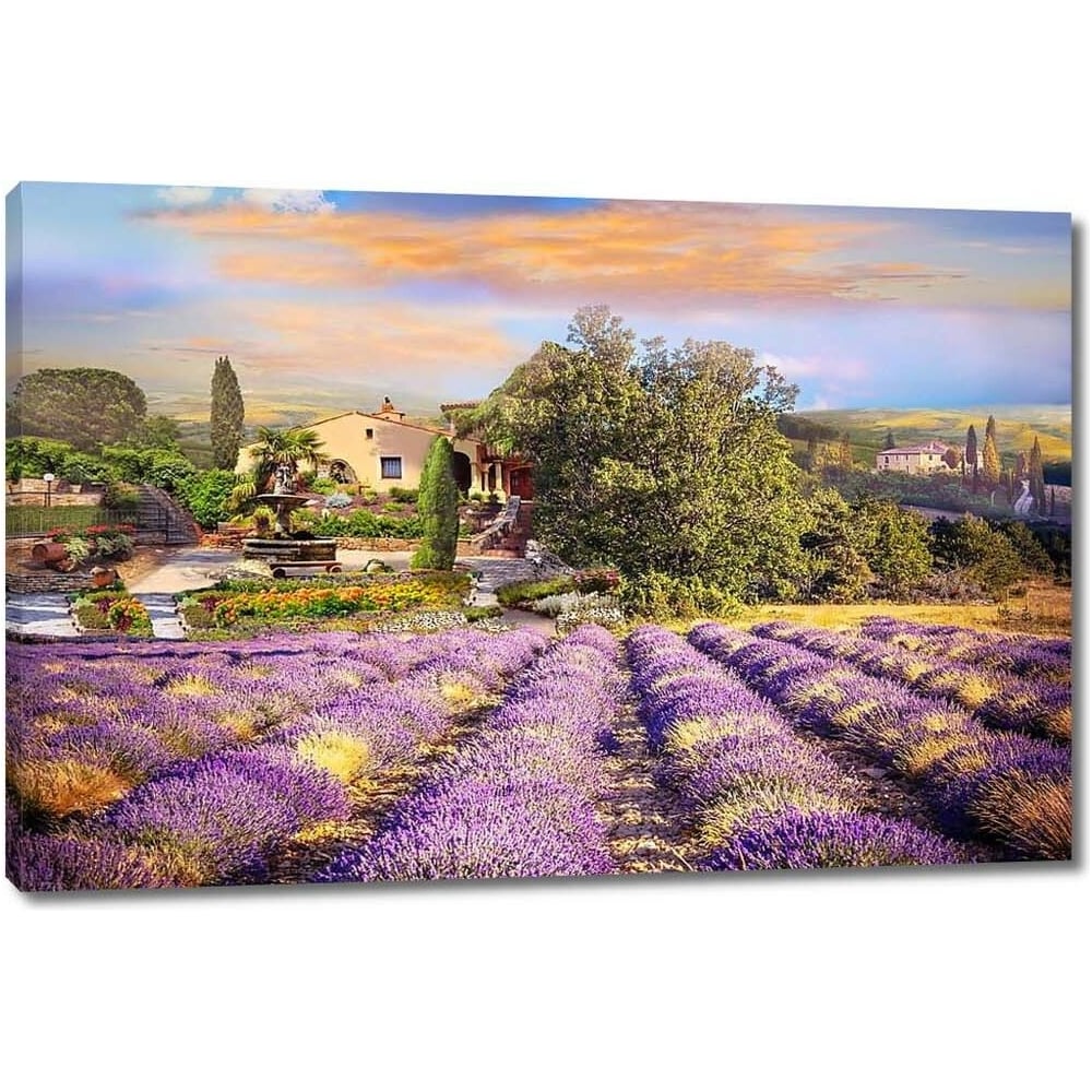 Изображение товара Картина на холсте Фиолетовые цветочные поля 90x60 см Первое ателье ps28688-2