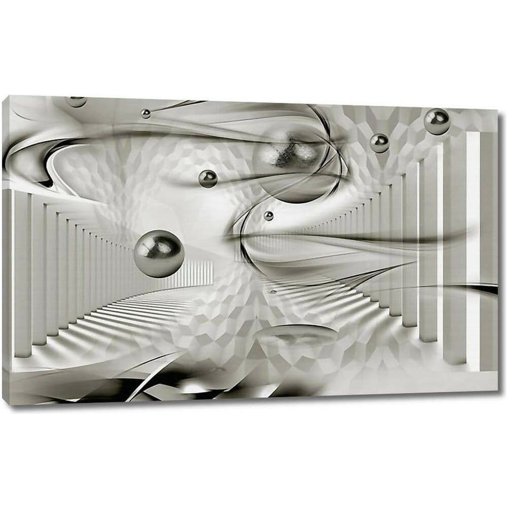 Изображение товара Картина на холсте "Шары парящие в тоннеле" 96x60 абстракция белый стиль