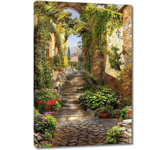 Изображение товара Картина Первое ателье "Улица с лестницей и множеством растений" 40x60 ШxВ ps28752-2