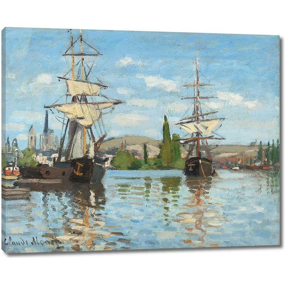 Изображение товара Картина репродукция Суда на Сене в Руане 80x65 холст голубой стиль морская тематика