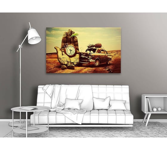 Изображение товара Картина Первое ателье "Ретро автомобиль врезается в бетонную руку времени" 35x22 ШxВ ps94976-1