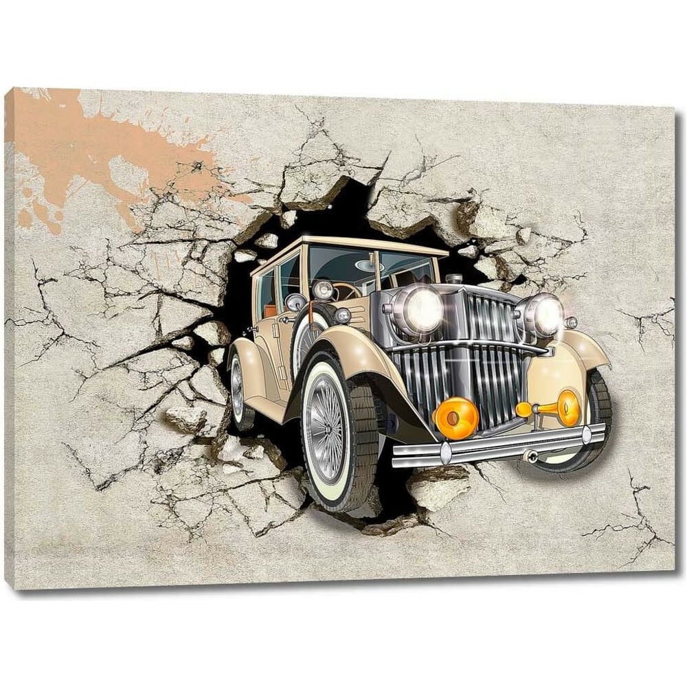 Изображение товара Картина Первое ателье 'Ретро машина из бетонной стены' 115x86 см