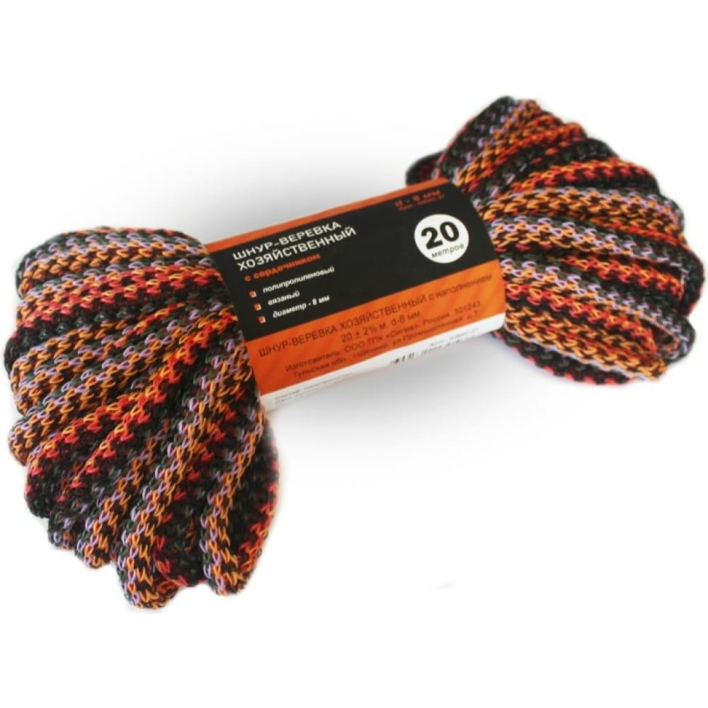 Хозяйственный вязанный шнур-веревка ООО ТПК Сигма плетенный универсальный шнур веревка ооо тпк сигма