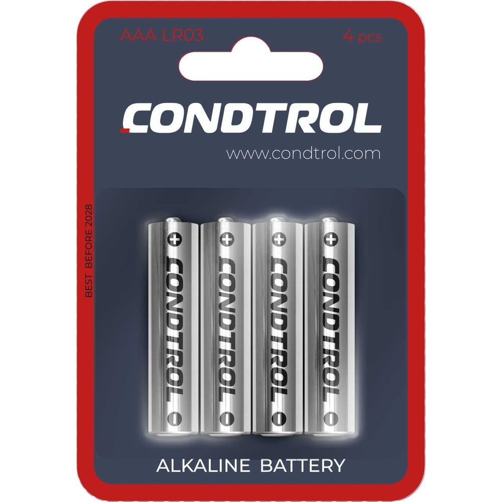 Изображение товара Щелочная батарея Condtrol AAA LR03 4 штуки 7-1-041