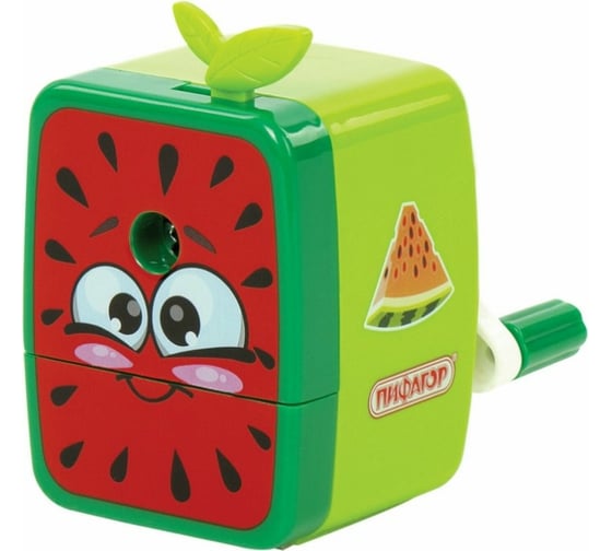 Изображение товара Механическая точилка Пифагор Арбуз корпус зелёный/красный 270427