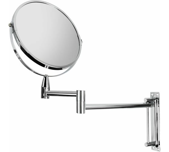 Изображение товара Настенное зеркало BRABIX диаметр 17 см, двустороннее, с увеличением, нержавеющая сталь, выдвижное 607419