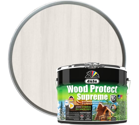 Изображение товара Пропитка Dufa WOOD PROTECT Supreme, белая 9 л МП00-008386