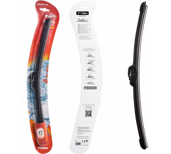 Изображение товара Щетка стеклоочистителя 430 мм, 17", бескаркасная, 1 адаптер hook 9x3 Airline AWB-BKP-430