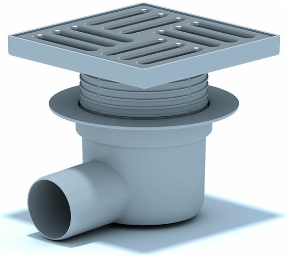 Изображение товара Трап АНИ Пласт горизонтальный выпуск 50, регулируемый решетка 15x15 нержавеющая TA5612