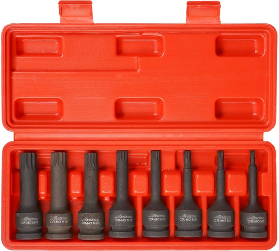 Изображение товара Набор головок ударных внешний SPLINE 8 шт, M5-M6-M8-M10-M12-M14-M16-M18, 78 мм, 1/2" Airline ATAS051