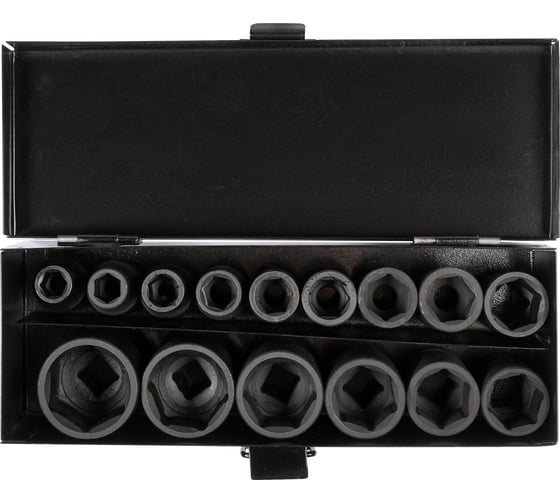 Изображение товара Набор головок ударных 15 шт, 10-32 мм, 38 мм, 1/2", металлический кейс Airline ATAS041